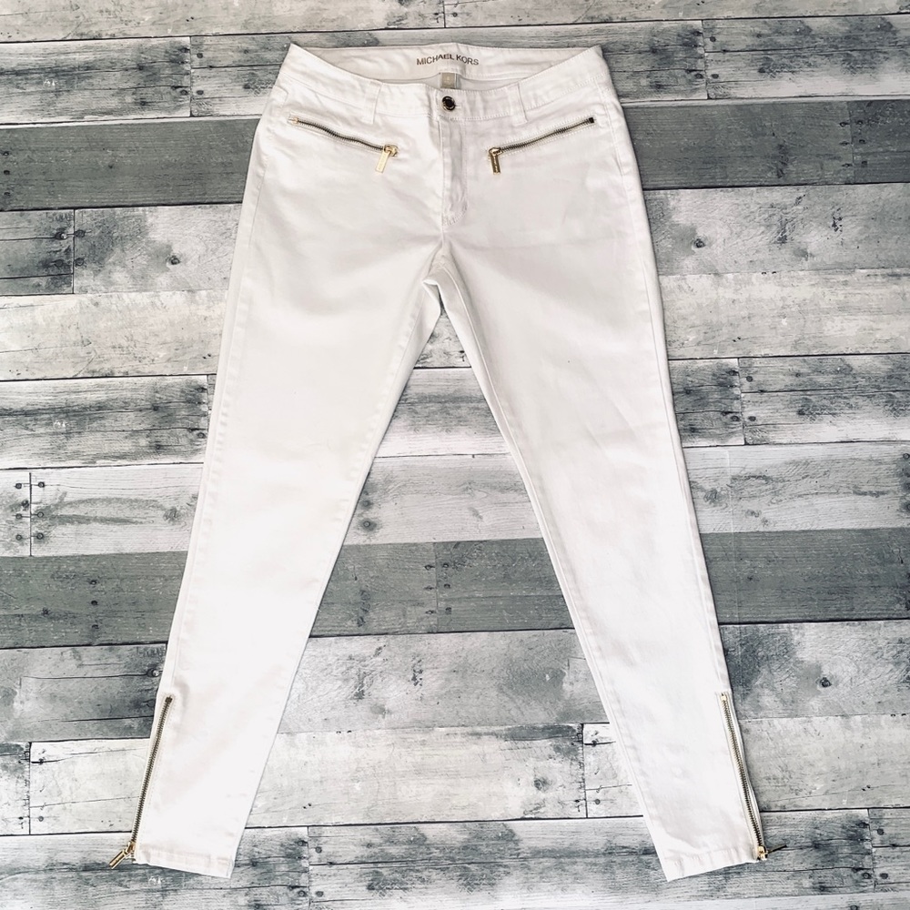 Michael Kors White Skinny Jean with Gold Accents - Picture 4 of 8